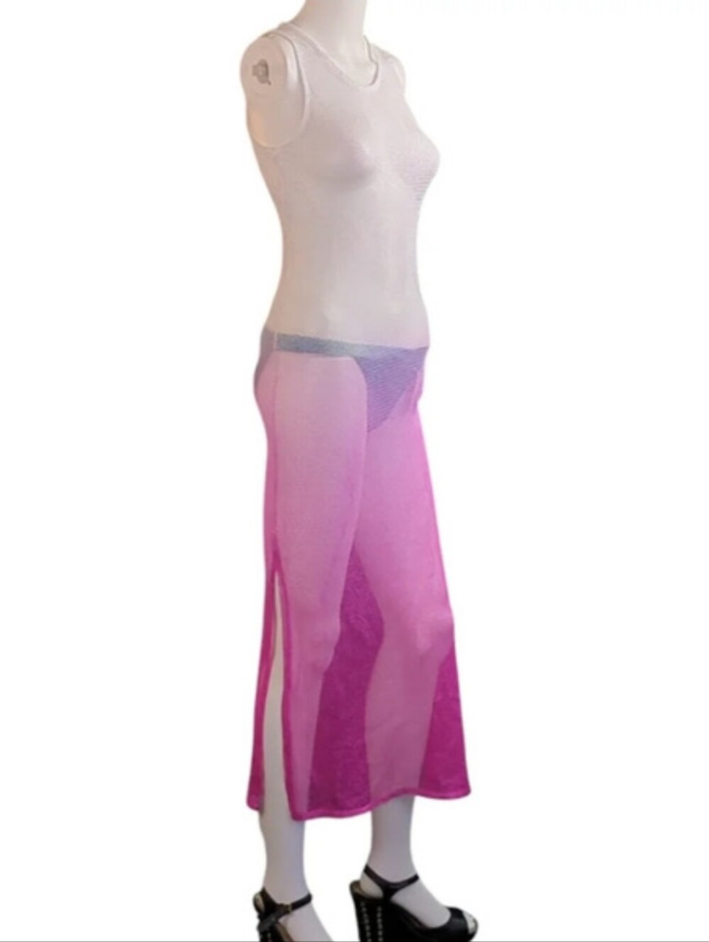 Ombre Pink Mesh Maxi Cover Up - Picture 3 of 12